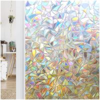 Privacy Window FilmRainbow Window Cling 3D Decorative Stained Glass Tint FilmNon Adhesive UV Blocking Window Sticker for Home