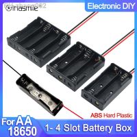 Black Plastic AA LR6 HR6 Battery Storage Case Clip Holder Container 1X2X 3X 4X 18650 Battery Storage Box Case With Wire Lead Pin