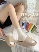 ↂ Bingbing Socks Womens Summer Pile Socks Womens Summer Thin Mid-Tube Socks Summer Style Black and White Ice Stockings Spring and Autumn Long Socks