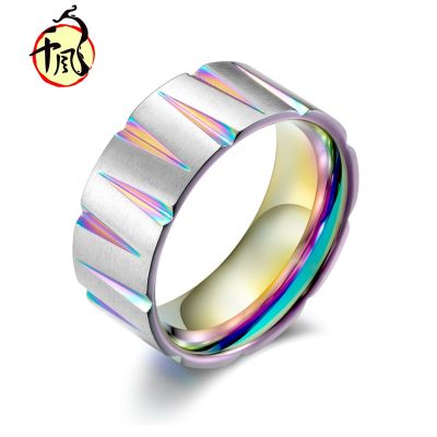 [COD] Cross-border stainless steel supply titanium colorful brushed matte ring hand spot wholesale