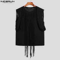 [Perfectly] INCERUN Mens Sleeveless Hippy Tassels Hem Vests T Shirts Party Clubwear Tank Tops Costume (ชุดลำลอง) #3