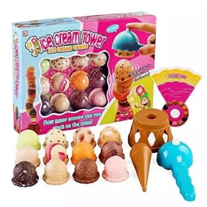 Ice Cream Stacking Tower with Scooper Ice Cream Tower Gift for Kids