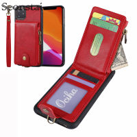 For 11 Pro Max Vintage PU Leather Case For 6 6s X 7 8 Plus XS Max XR Zipper Flip Wallet Card Slot Cover for