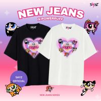 【HOT】มีหลายสี พร้อมส่ง เสื้อยืด ลาย NewJeans x PowerpuffHeart ver Bunny Tokki Bunnies Super shy Album Haerin Hanni Minji Da100%cotton