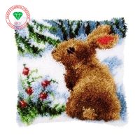 2021Embroidery Rabbit DIY Latch Hook Rug Kits Unfinished Crocheting 3D Yarn Needlework Cushion Set for Embroidery Carpet Diy Mat