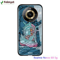 สำหรับ Realme 11 5G Realme Narzo 60 5G แฟชั่นมรดกพังค์อนุสาวรีย์เทพีเสรีภาพดินเผานักรบ Tutankhamunb เคสนิ่มเคสกันกระแทกเคสโทรศัพท์กระจกเทมเปอร์เรียบ