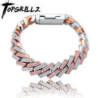 TOPGRILLZ 12mm14mm celet High Quality Iced Out Micro Pave Cubic Zirconia Cuban Chain celet Hip Hop Jewelry Gift For Party