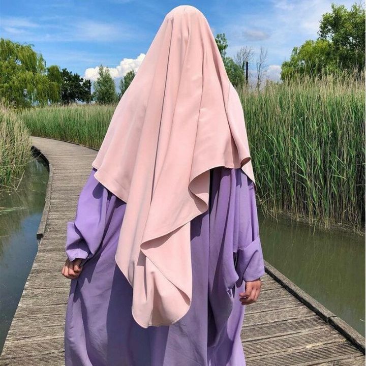 ชุดคลุมมุสลิมสีล้วนสำหรับผู้หญิงเสื้อผ้าอิสลาม-ชุดกระโปรงอาบายามุสลิม