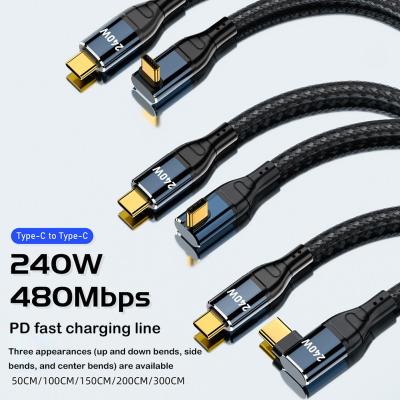 90° Angle Fast Charging Cable Dual Type-C Elbow Pd3.1 Data Cable Protocol W3F1