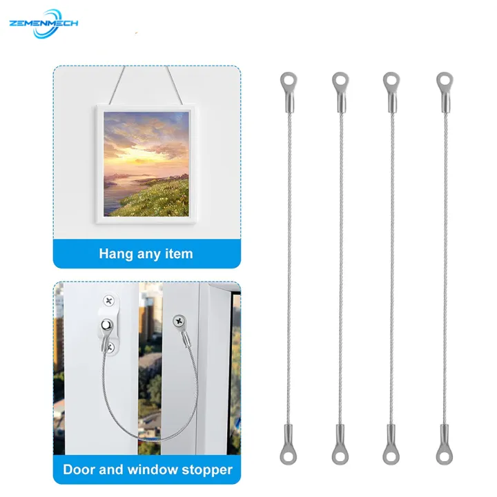 4X Door Restraint Kit Flexible Lanyard Cable Cupboard Door