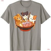 irjfje Kawaii Cute Anime Cats Otaku Japanese Ramen Noodles Gift T-Shirt เสื้อยืด ผู้ชาย ดพิมพ์ลาย เสื้อยืดผ้าฝ้าย คอกลม  LLMI