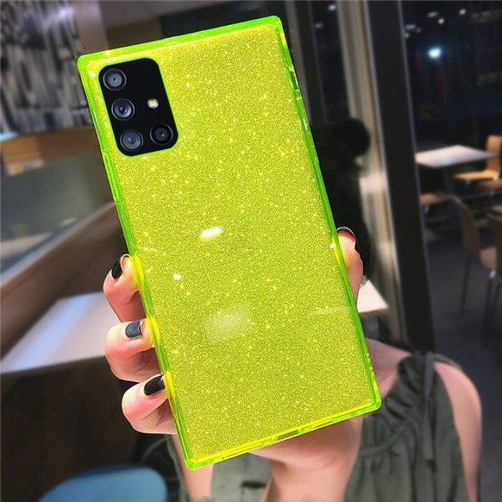 cold-noodles-glitter-bling-square-เคสโทรศัพท์สำหรับ-iphone-12-mini-11-pro-x-xr-xs-max-6-6s-7-8-plus-สี-candy-โปร่งใส-clear-soft-tpu-cover