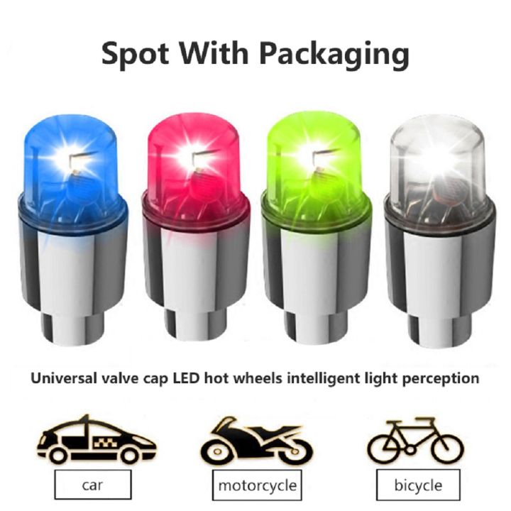 4ชิ้นล้อยางรถยางรถยนต์ฝาวาล์วก้านไฟแฟลช-led-จักรยานรถยนต์จักรยานยนต์แผ่นเรืองแสง