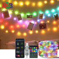 ไฟ LED หลากสี Fairy String, 10m 100leds 5V แอดเดรสกันน้ำ Bluetooth Curtain Christmas Lights