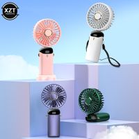 Hand-Held Fan LED Display USB Hanging Neck Portable Small Electric Fans Home Office Desktop Folding Summer Air Cooling Fan 1PC