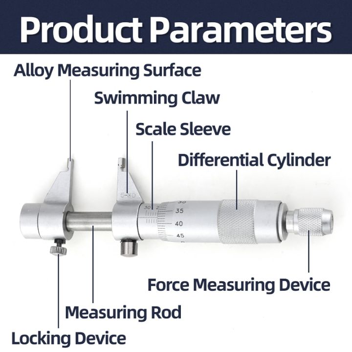 ไมโครมิเตอร์ภายในไมโครมิเตอร์ภายในเครื่องมือวัดไมโครเมตรสำหรับการวัดไมโครมิเตอร์เส้นผ่านศูนย์กลางภายในในร่ม