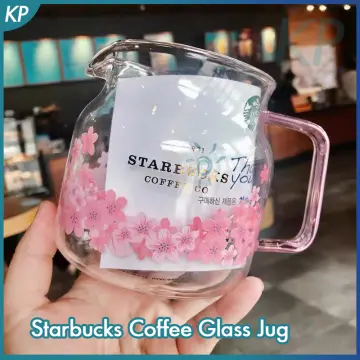 Starbucks Glass Cup Gradient Pink Sakura Tumbler Cherry Blossom Topper 