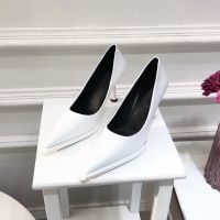 Hot NEW Women S Shoes LEATHER Woman High Heels Pointed Toe Women Pumps For Fashion Office Lady Slip On Sock Free White Black