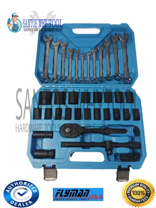 FLYMAN USA 37pcs 1/2 Drive Heavy Duty Socket Set With Spanner Set ...