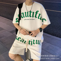 Fast Shipping Gifts Summer MenS Sports Suit Ins Trending With Handsome Campus Style Youth Short -Sleeved Shorts Two