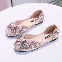 HOT★New Summer Rhinestone Shallow Pointed Toe Flat Shoes Solid Color Womens Shoes Outdoor Suede Bow Pointed Toe Women Shoes