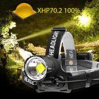 LED Headlamp ไฟฉายแรงสูง XHP70.2ไฟหน้าแอลอีดีแรงกันน้ำยูเอสบีชาร์จได้ซูมสีขาวสีเหลืองไฟหน้าการล่าสัตว์ไฟฉาย18650ไฟฉาย