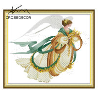 Crossdecor Cross Stitch ชุดกับวัสดุทำด้วยมือ Dmc ข้ามชุดด้าย11CT 14CT ประทับตรารูป DIY เย็บปักถักร้อยชุดตกแต่งสำหรับ Sala Wall - Angel