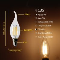 8ชิ้น E14 Lampara C35T โคมไฟ Led 4W หลอดไส้เอดิสันย้อนยุค Bombillas 220V โคมไฟวินเทจ2700K 4000K ไฟ Led สำหรับบ้านหลอดไฟ LED