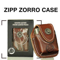 เหมาะสำหรับ Zipo ไฟแช็กเคสห่อหุ้มซิปเพลท Zorro Cowhide กรณีที่ครอบหนังอเนกประสงค์สีดำ