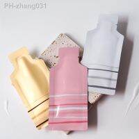 Petits sacs de rangement rose/blanc/or 100 pièces pochettes en aluminium en forme de bouteille pochette pour shampoing huile crème miel liquide