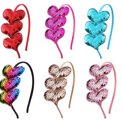 【YF】 Valentines Day Heart Headband Love Sequin Hair Hoop Glitter Shaped Accessories for Girls and Women Wedding Birthday