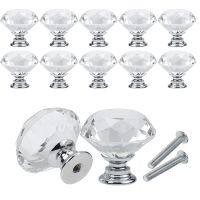 10Pcs/Set 20mm Diamond Shape Crystal Cabinet Pulls Cupboard Drawer Knob Kitchen Cabinet Door Wardrobe Handles Furniture Hardware Door Hardware Locks