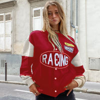 Autumn Women Baseball Jacket Harajuku Letter Vintage Varsity Bomber Jackets Hip Hop Streetwear College Single Breasted Coats New