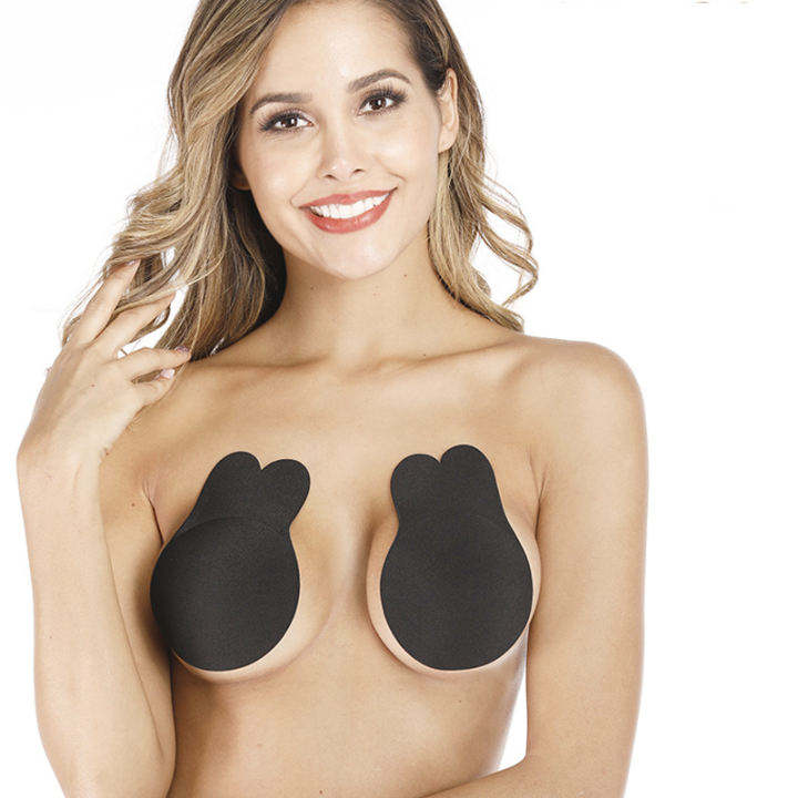 Adhesive Bra 2 Pairs Breast Lift Strapless Backless Bra Nippless Covers Push Up Self Invisible Sticky Bra for Women 