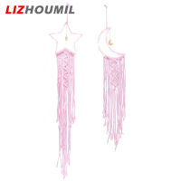 LIZHOUMIL Boho เครื่องดักความฝันดวงดาวดวงจันทร์แขวนผนังนักฝันการตกแต่งสีชมพูของขวัญพรสำหรับเพื่อนเด็กสาววัยรุ่น