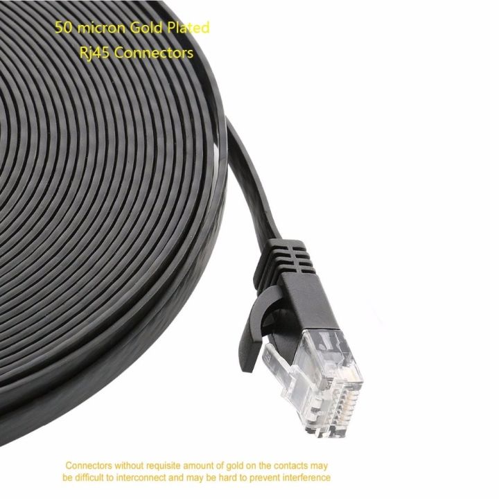 cat-6-ethernet-cable-50ft-white-black-flat-internet-network-cable-cat-6-computer-cable-with-snagless-rj45-connectors50ft-15m