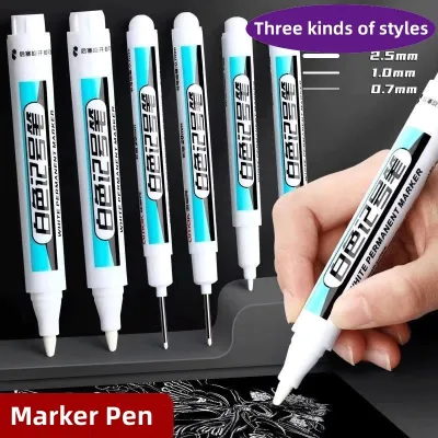 1//2/3Pcs/Set For Metal Long Head Marker Pens Oily Waterproof Plastic Large Capacity White Marker Pen Stationery 0.7/1.0/2.5mm