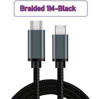 ถัก1M-Black ชนิด C USB-C เพื่อไมโคร USB USB ไมโครชาร์จที่รวดเร็วสายอะแดปเตอร์ OTG ที่ชาร์จเร็วซิงค์สายสำหรับข้อมูล Macbook Samsung Xiaomi Huawei