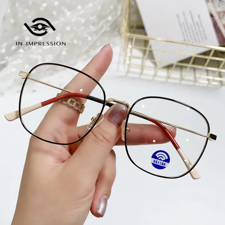 JN IMPRESSION Bagong anti-blue light 0° glasses fashion men and women  couple tapos myopia glasses | Lazada PH