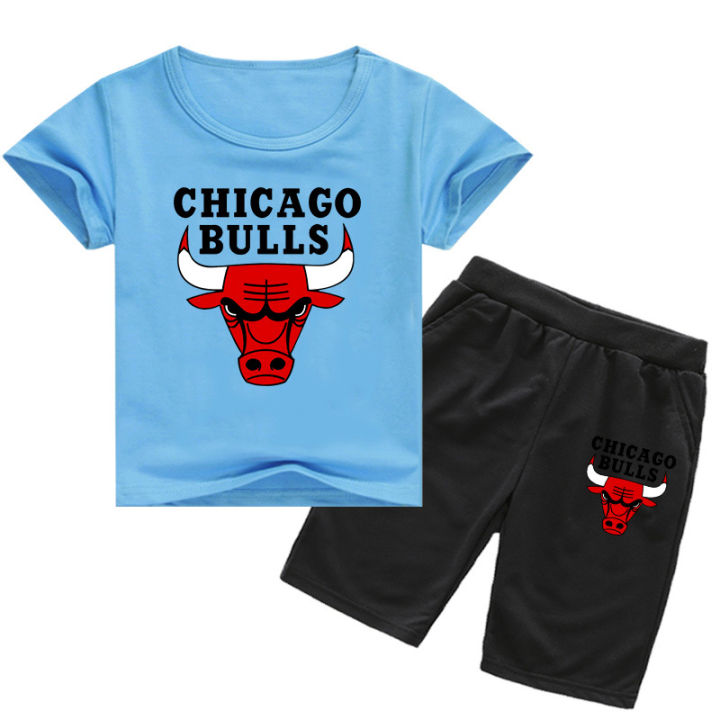 chicago-bu-lls-ชุดผ้าฝ้ายแขนสั้นลายการ์ตูน-อะนิเมะถักลำลองพิมพ์ลายเสื้อยืดเด็ก0000-2023