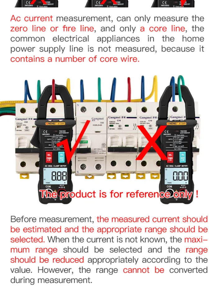 ANENG ST201 Digital Clamp Multimeter Resistance ohm Tester AC DC Clamp  Ammeter Transistor Testers Voltmeter d Contact lcr meter