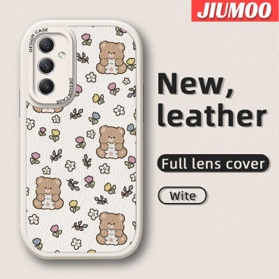 JIUMOO A54 A34 A14ปลอกสำหรับ Samsung 5G เคสการ์ตูนน่ารักลายหมีดีไซน์ใหม่เคสใส่โทรศัพท์หนังกันกระแทกแฟชั่นซิลิโคนนิ่มเลนส์กล้องถ่ายรูปเคสป้องกันรวมทุกอย่าง