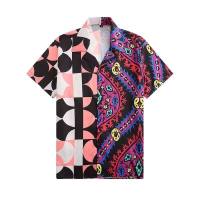 Trendy Prada New Graffiti Contrast Beach Flower Shirt Trend Casual Loose Large Short Sleeve Shirt for Men