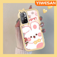 YIWESAN เคสสำหรับ Xiaomi Poco M4 Pro 5G Redmi Note 11 5G Note 11T 5G Note 11T 5G เคสรูปกระต่ายสีชมพูน่ารักพร้อมเคสนิ่มป้องกันรอยขีดข่วนเคสโทรศัพท์โปร่งใส TPU ฝาครอบป้องกันเลนส์กล้องถ่ายรูปซิลิกาเจล