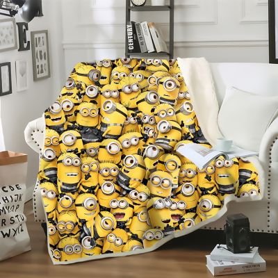 CLOOCL Hot Sale Minions Pattern Print Living Room Bedroom Comfortable Skin-friendly Double Layer Blanket
