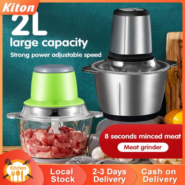 Meat Grinder 2L Electric Kitchen Chopper Meat Grinder Stainless Steel