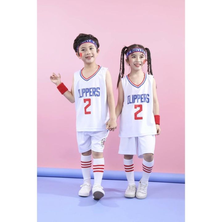 nba-los-angeles-clippers-leonard-no-2-jersey-kids-basketball-clothing-suits