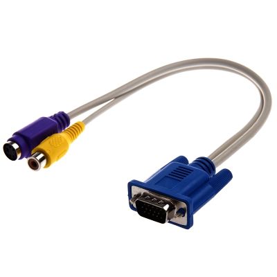 Adaptor kabel 3C-TV-out VGA ke s-video/RCA adaptor s-video Mini-DIN 4-pin konektor RCA komposit 15-pin pria