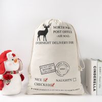 2022 New Arrival Santa Sacks Christmas Gift Bag Large Size 50CM X 70CM Canvas Kids Candy Cane Storage Bag Festival Decoration Socks Tights