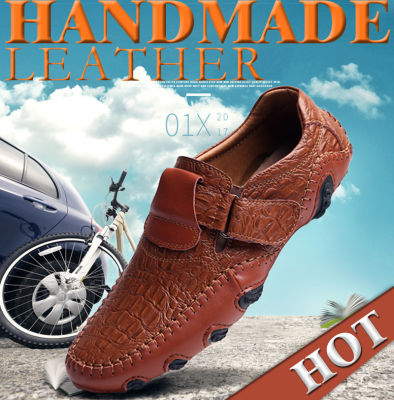 Handmade Genuine Leather Men‘s Shoes Peas Shoes Casual Lazy Shoes Loafer Shoes Fashion Breathable Driving Shoes Slip On Shoes For Men